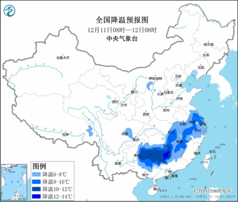 寒潮繼續影響江淮及以南地區 中東部地區有新一輪雨雪天氣