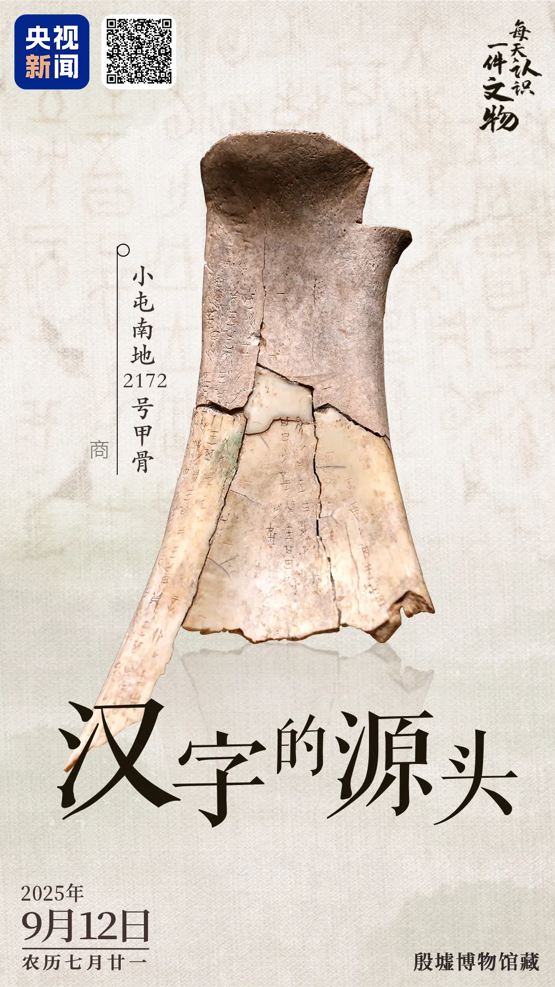 文博日歷丨透過這片“明星甲骨”，一起尋找漢字的源頭！
